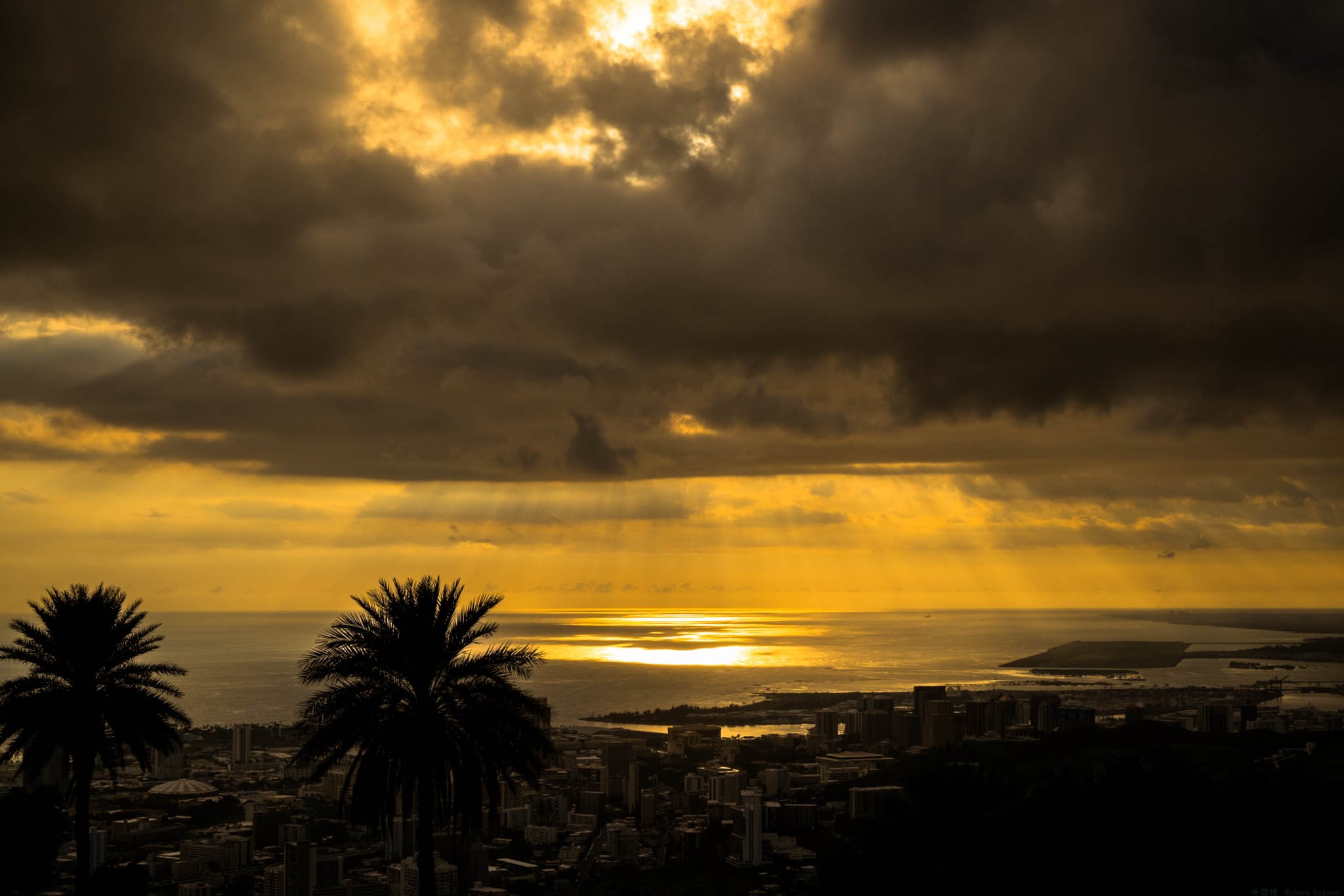 Sun shining through the clouds